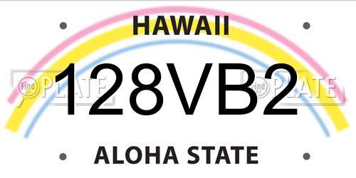 128VB2 Hawaii License Plate