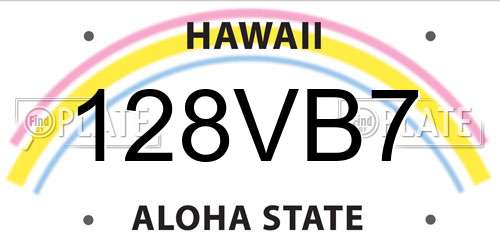 128VB7 Hawaii License Plate