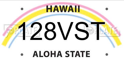 128VST Hawaii License Plate