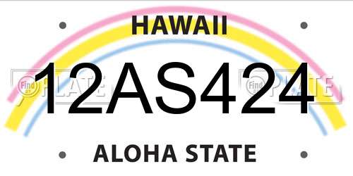 12AS424 Hawaii License Plate