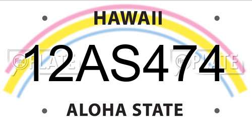 12AS474 Hawaii License Plate