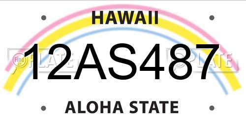 12AS487 Hawaii License Plate