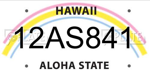 12AS841 Hawaii License Plate