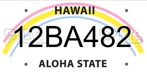 12BA482 Hawaii License Plate