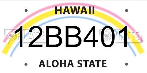12BB401 Hawaii License Plate