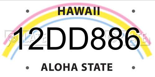 12DD886 Hawaii License Plate