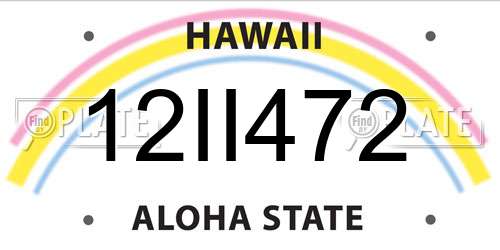 12II472 Hawaii License Plate