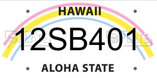 12SB401 Hawaii License Plate