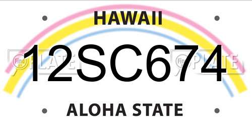 12SC674 Hawaii License Plate