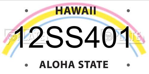 12SS401 Hawaii License Plate
