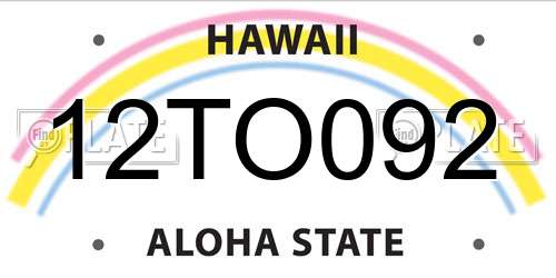 12TO092 Hawaii License Plate