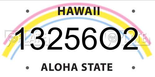 13256O2 Hawaii License Plate