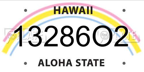 13286O2 Hawaii License Plate