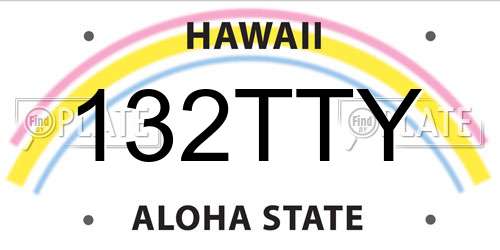 132TTY Hawaii License Plate