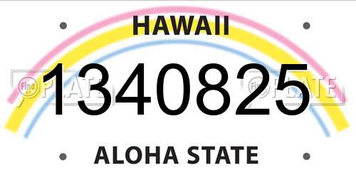 1340825 Hawaii License Plate