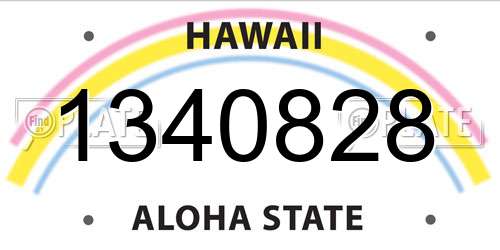 1340828 Hawaii License Plate
