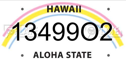 13499O2 Hawaii License Plate