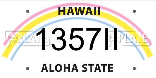 1357II Hawaii License Plate