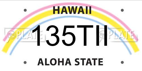 135TII Hawaii License Plate
