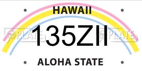135ZII Hawaii License Plate