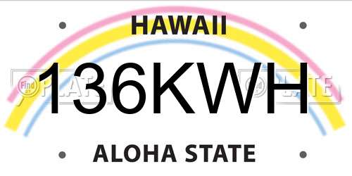 136KWH Hawaii License Plate
