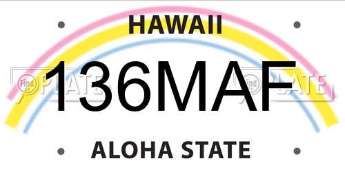 136MAF Hawaii License Plate