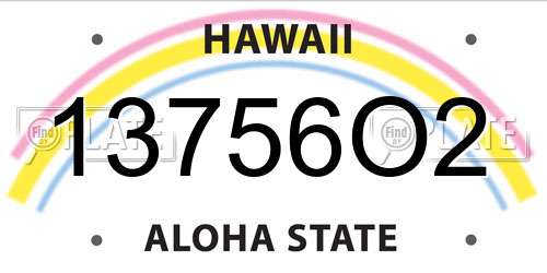 13756O2 Hawaii License Plate