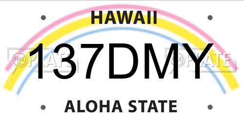 137DMY Hawaii License Plate
