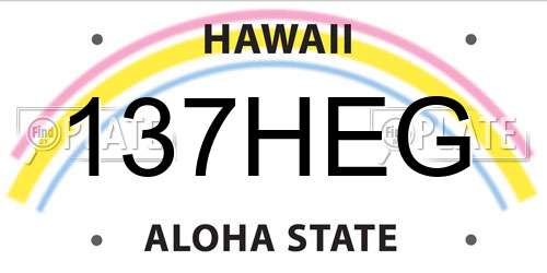 137HEG Hawaii License Plate