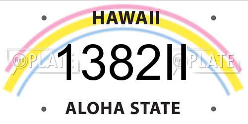 1382II Hawaii License Plate