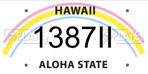 1387II Hawaii License Plate