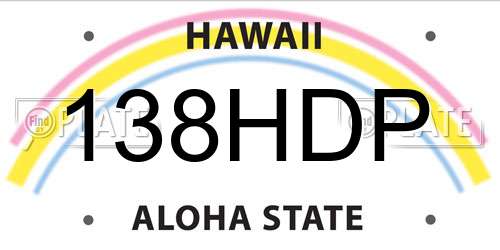 138HDP Hawaii License Plate