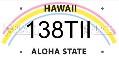 138TII Hawaii License Plate