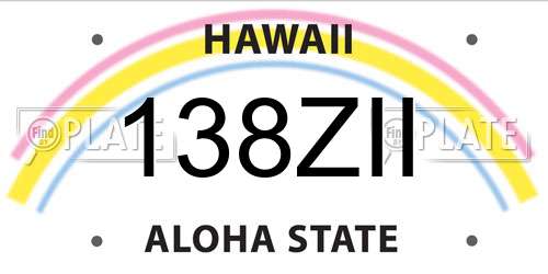 138ZII Hawaii License Plate
