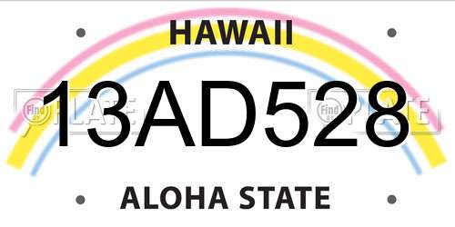 13AD528 Hawaii License Plate