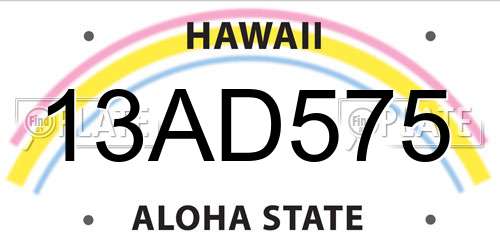 13AD575 Hawaii License Plate