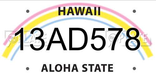13AD578 Hawaii License Plate