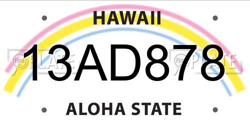13AD878 Hawaii License Plate