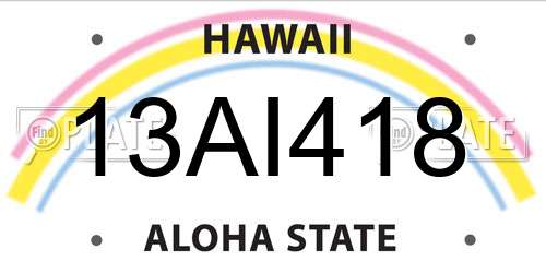 13AI418 Hawaii License Plate