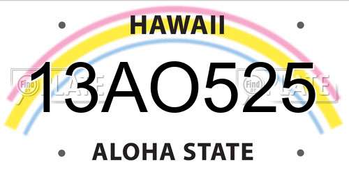 13AO525 Hawaii License Plate