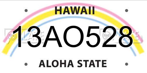 13AO528 Hawaii License Plate