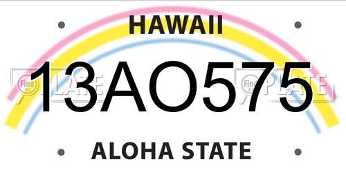 13AO575 Hawaii License Plate