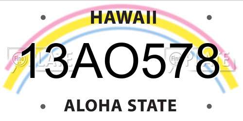13AO578 Hawaii License Plate