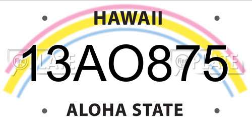 13AO875 Hawaii License Plate