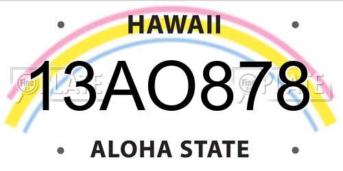 13AO878 Hawaii License Plate