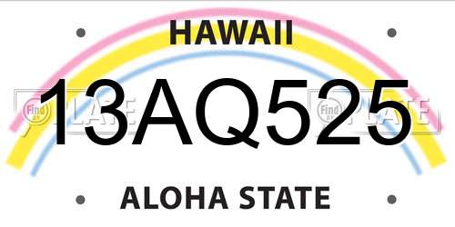 13AQ525 Hawaii License Plate