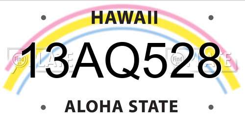 13AQ528 Hawaii License Plate