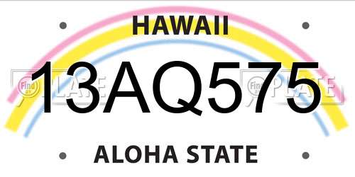13AQ575 Hawaii License Plate