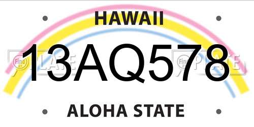 13AQ578 Hawaii License Plate