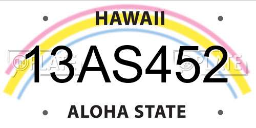 13AS452 Hawaii License Plate